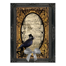 Corneille gothique vintage drôle de steampunk cartes postales