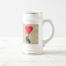 Corneille vintage et ballons en forme de coeur tasse à café