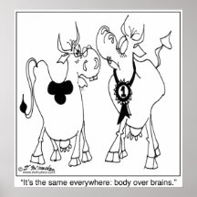 Corps au-dessus des cerveaux chez les vaches affiches
