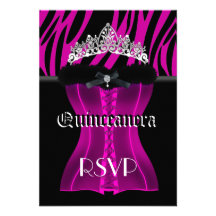 Corset rose de diadème de noir de zèbre de RSVP Qu Invitations Personnalisables
