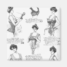 Corsets français vintages de la Marche de fève d'A Magnets Pour Réfrigérateur