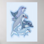 Cosse de famille des dauphins nageant affiche