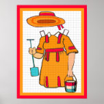 Costume de papier de plage de poupée posters