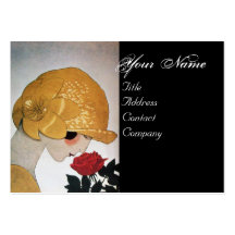 COSTUMIER DE MODE DE BEAUTÉ DE ROSE ROUGE DE DAME  MODÈLES DE CARTES DE VISITE