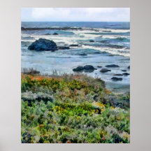 Côte de la Californie près de San Simeon Affiche