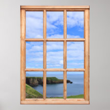 Côte de l'Ecosse, ciel et vue d'océan d'une fenêtr Posters