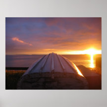 Coucher du soleil arctique affiche