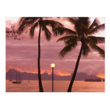 Coucher du soleil au-dessus de Moorea de plage de  Cartes Postales