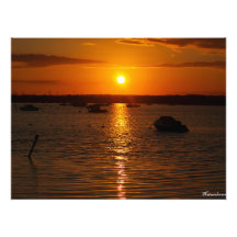Coucher du soleil au-dessus des bancs de sable  tirage photo