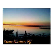 coucher du soleil au rivage, port en pierre, NJ Cartes Postales