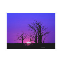 Coucher du soleil cramoisi et bleu impression sur toile