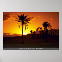 Coucher du soleil dans le désert, désert du Sahara Affiche