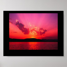 Coucher du soleil de basket-ball affiches