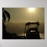 coucher du soleil de bateau posters