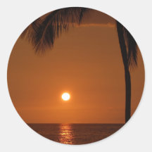 COUCHER DU SOLEIL DE CÔTE ADHÉSIFS RONDS