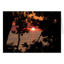 Coucher du soleil de crique de pilier carte de vœux