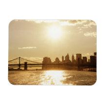 Coucher du soleil de paysage urbain au-dessus de l magnet souple