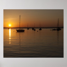 Coucher du soleil de port de Newport Affiches