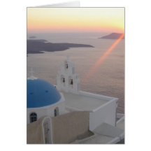 Coucher du soleil de Santorini Carte De Vœux