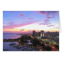 Coucher du soleil d'Hawaï de paysage urbain de Hon Cartes De Vœux