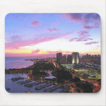 Coucher du soleil d'Hawaï de paysage urbain de Hon Tapis De Souris