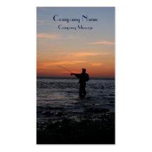 coucher du soleil d'homme de pêche, carte de visit