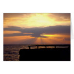 Coucher du soleil d'horizon d'Hawaï Cartes De Vœux