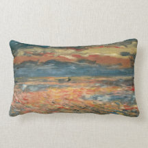 Coucher du soleil en mer par Renoir, art vintage d Oreiller