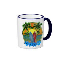 Coucher du soleil et planches de surf mugs
