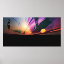 Coucher du soleil étranger affiche