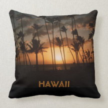 Coucher du soleil hawaïen coussin