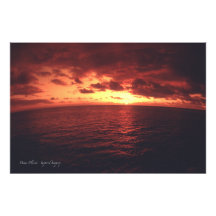 Coucher du soleil hawaïen d'un rouge ardent impression photo