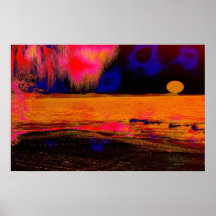 coucher du soleil jaune affiche