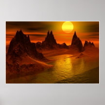 Coucher du soleil serein affiche