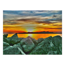 Coucher du soleil sur le Grand Lac Salé Tirage Photo