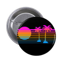COUCHER DU SOLEIL TROPICAL de RÉTROS PALMIERS du T Badges Avec Agrafe