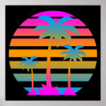 Coucher du soleil vintage de palmiers du tigre 80s posters