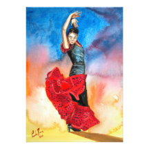 Couleur pour aquarelle de DANSEUR de FLAMENCO Faire-parts