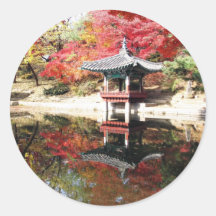 Couleurs d'automne de Séoul Adhésif Rond