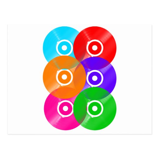 Couleurs de disque vinyle cartes postales