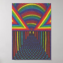Couloir abstrait d'arc-en-ciel affiches