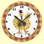 Country Chicken apron wall clock horloges murales