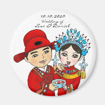 Couples chinois de mariage : Blanc rond d'aimant