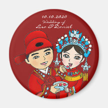 Couples chinois de mariage : Rouge rond d'aimant
