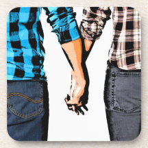Couples d'amour de pays tenant des mains sous-bock