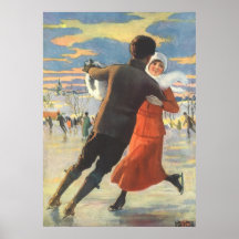 Couples dans le patinage de glace d'amour le jour  posters