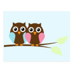 Couples de hibou sur une branche cartes postales
