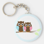 Couples de hibou sur une branche porte-clefs