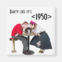 couples de magasin de soude des années 1950 magnets