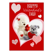Couples d'ours de peluche, salutation mignonne de  carte de vœux